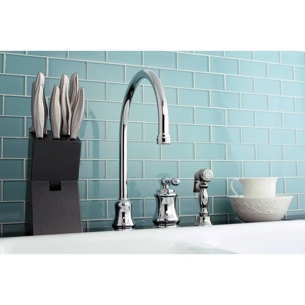 Kingston Brass KS3811ALBS Single Handle Widespread Kitchen Faucet with Brass Sprayer - Polished Chrome