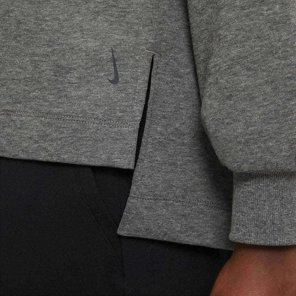 Nike Women's Yoga French Terry Sweatshirt - Black Heather - Size M