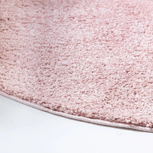 Soft Solid Shag 5 ft Round Pink Area Rug