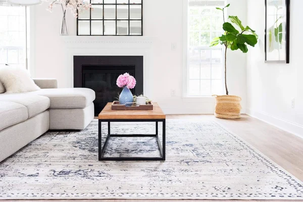 7&x10& Chateau Hoover Rug Beige/Navy Blue - Unique Loom