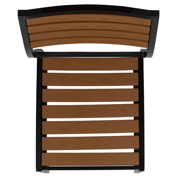 Flash Furniture Outdoor Side Chair with Faux Teak Poly Slats