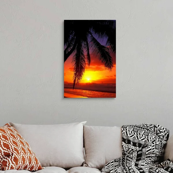 Hawaii - View of Sunset from The Beach, Canvas Wall Art, 20x30, Great Big Canvas