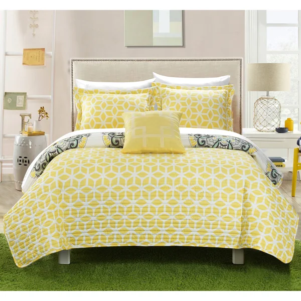 Chic Home Miranda 8 Piece Reversible Quilt Set - Size: King, Green