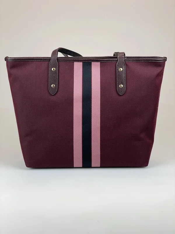 Coach Horse and Carriage Jacquard City Tote Oxblood