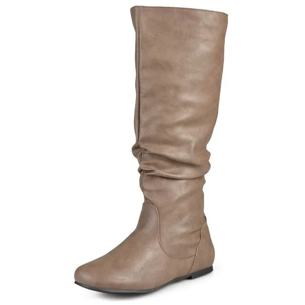 Women's Journee Collection Jayne Wide Calf Boot - Taupe - Size 8
