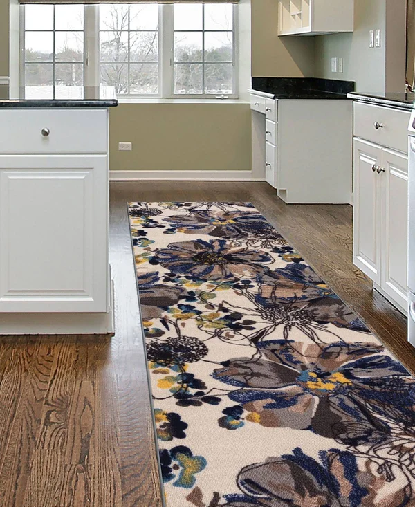 World Rug Gallery Modern Bright Flowers Non-Slip (Non-Skid) Multi 24 in. x 120 in. Runner Rug