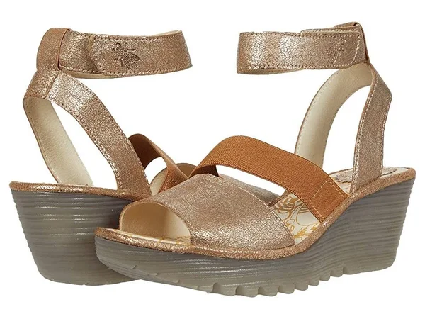 Women's Fly London Yode Wedge Sandal - Size 8-8.5US - Beige