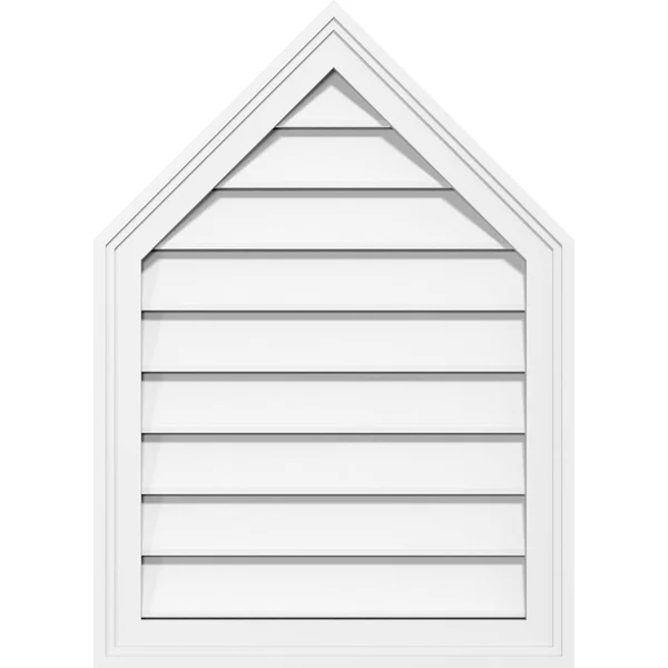 Ekena Millwork GVPPE12X3802SF-14 12x22W x 38x22H Peaked Top Surface Mount PVC Gable Vent 14/12 Pitch: Functional, w/ 2x22W x 1-1