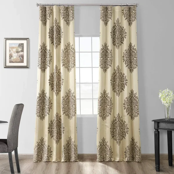 Jqch-20160733-96 Ellaria Faux Silk Jacquard Curtain - Silver Dew, 50 x 96