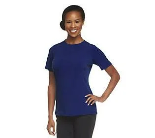 Susan Graver Essentials Liquid Knit Shortsleeve Top - Size 3X, Navy