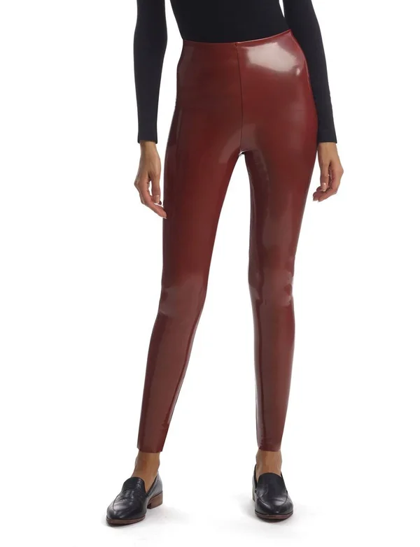 Commando Women's Faux Patent Leather Leggings - Cinnamon, Large