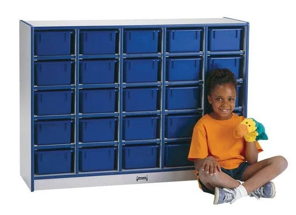 Rainbow Accents 20 Cubbie-Tray Mobile Storage - with Trays - Navy