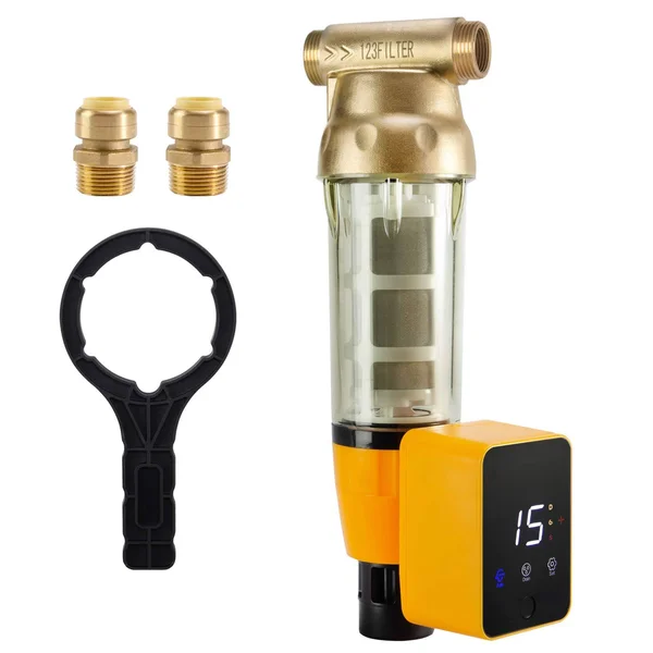 iSpring WSP50ARB Reusable Spin-Down Sediment Water Filter with Scraper and Touch-Screen Auto Flushing Module