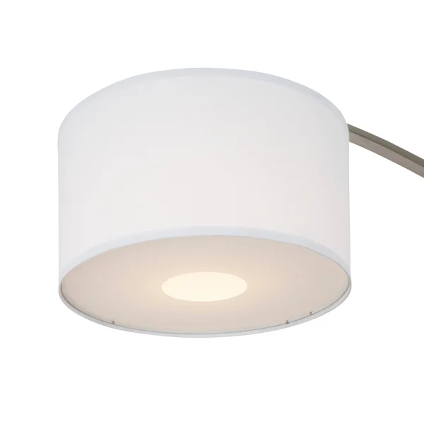 Q-Max Arched Floor Lamp with White Drum Shade - Black Wood Pole, and Metal Base