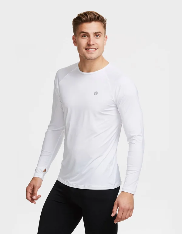 UPF 50+ Long Sleeve Sun Protective Base Layer for Men, Sun Safe Tops Navy