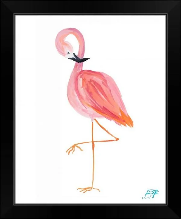 Flamingo Walk II - Black Framed Wall Art, 16x20, Great Big Canvas