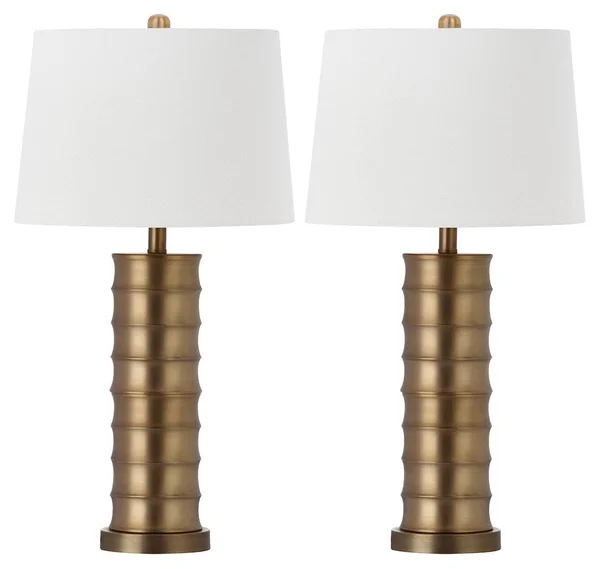Cylinder Shaped Brass Table Lamp (Set of 2), Antique Gold Finish by Ashley HomeStore