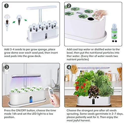 Hydroponics Growing System, Automatic Timer Indoor Herb Germination Kits with LED Grow Light, Height Adjustable Smart Garden Sta