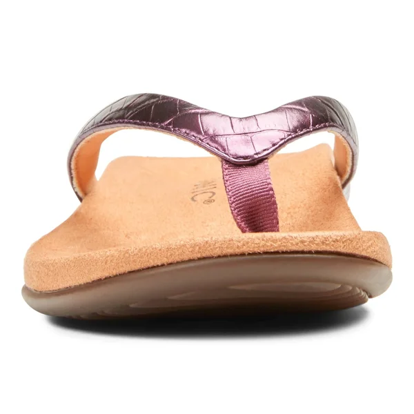 Vionic Dillon Women's Toe-Post Supportive Sandal Berry Croc - 7 Medium