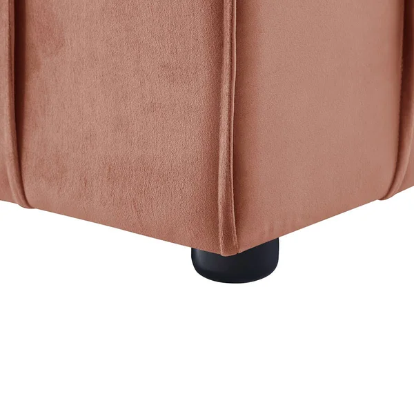 Loft Lyfe Nitudra Modern Blush Velvet Ottoman in Pink, LON114-02BH-LS
