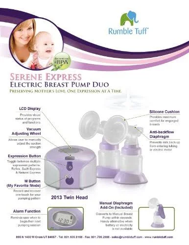 Rumble Tuff Duo Electric Breast Pump, Serene Express