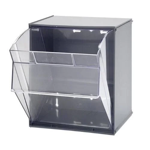 Quantum Storage QTB301GY Clear Tip Out Bins - Gray - 11.75 x 11.81 x 13.87 in., Size: Large