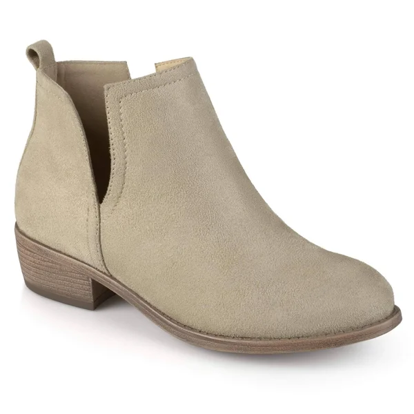 Journee Collection Women's &Rimi& Round Toe Faux Suede Boots Stone Medium 8.5