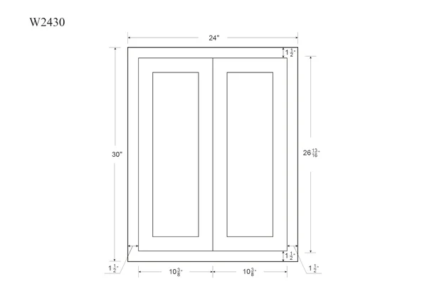 RTA Wholesalers 24 inch Wide 30 inch Tall 14 inch Deep Kitchen Cabinet Snow White Inset Shaker - Double Door - Unassembled