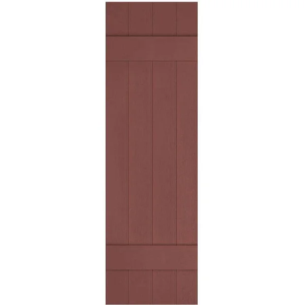 14x22W x 35x22H Lifetime Vinyl - Custom Four Board Joined (2 Batten), Board-n-Batten Shutters, w/Shutter-Loks (Per Pair), Burgund