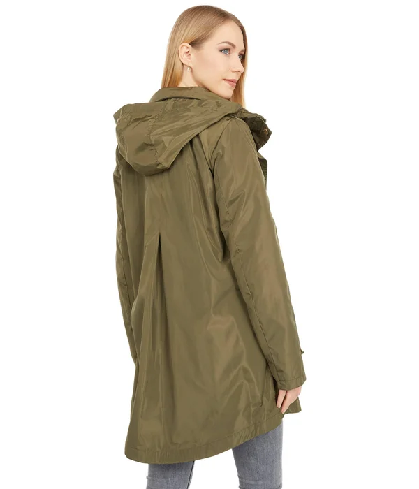 Via Spiga Rouched Sleeve Packable Rain Anorak Jacket