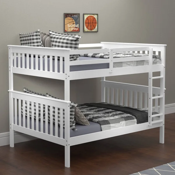 Donco Kids Mission Bunk Bed, Full/Full, White