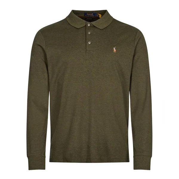 Ralph Lauren Long Sleeved Polo Shirt - Alpine Heather XX-Large 100% Cotton Adult Mens
