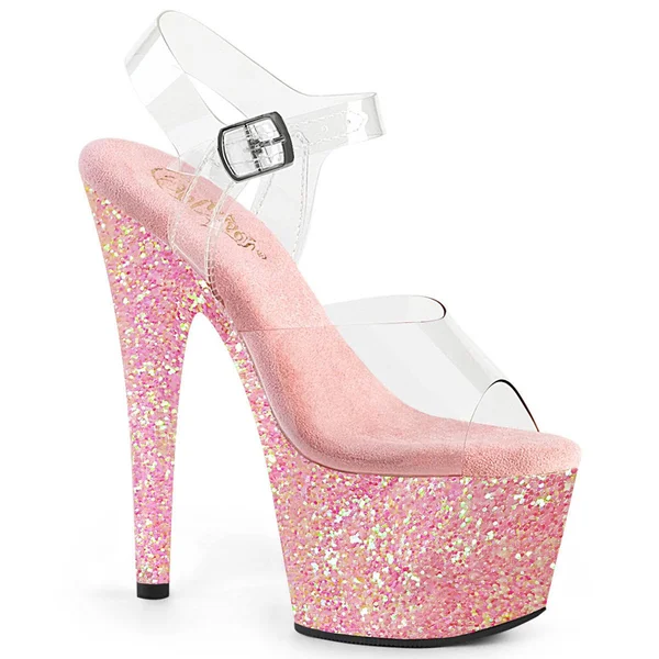 Pleaser - ADORE-708LG 10, Clear/Opal Multi Glitter