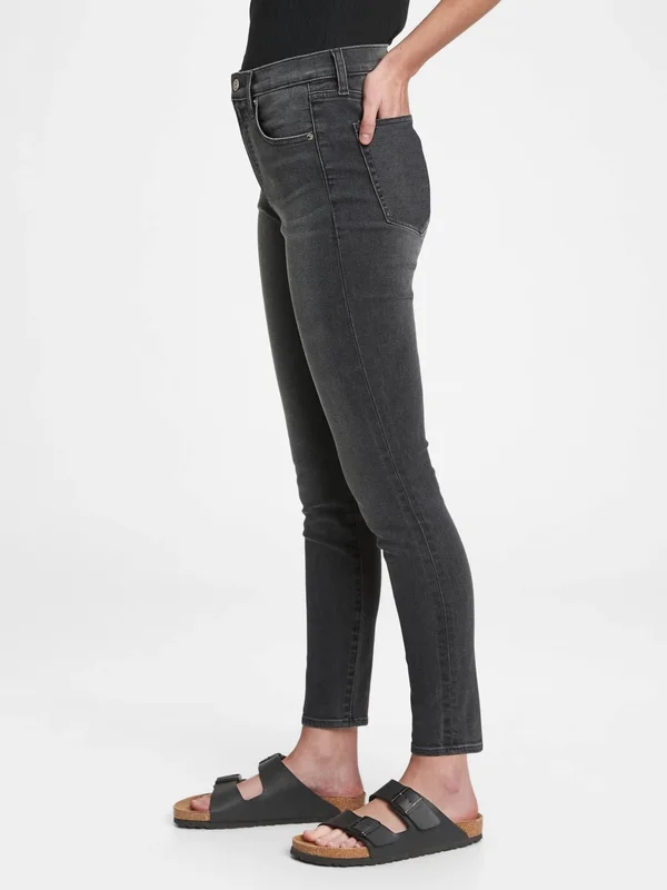 Gap Women's High Rise True Skinny Jeans with Secret Smoothing Pockets with Washwell Washed Black Size 35
