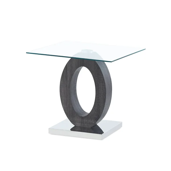 Global Furniture USA Oval Base End Table - Glass - White-Grey