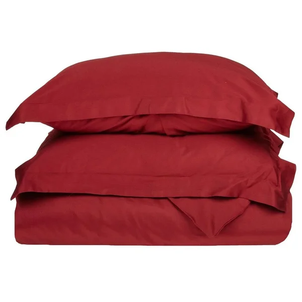 Superior 400 Thread Count 100% Cotton Solid Duvet Cover Set King Burgundy