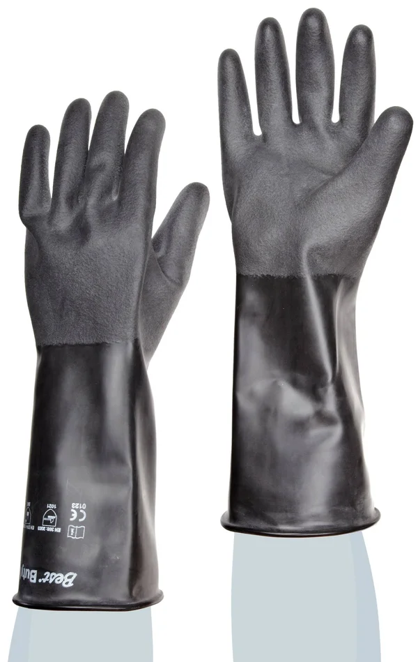 Showa 878R Unlined Butyl Glove - Rough Grip, Rolled Cuff, Chemical Resistant, 25 Mils Thick, 14x22 Length, Small (Pack of 1 Pair)