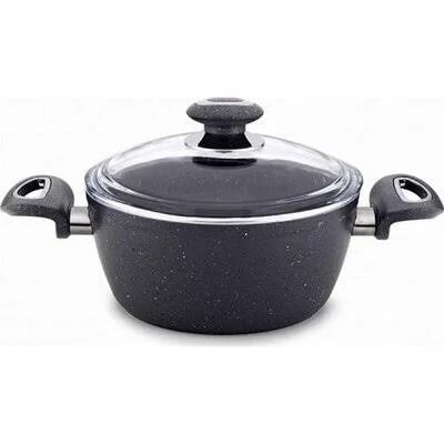 Hometash Oncu Non-Stick Hard-Anodized Aluminum Stock Pot with Lid Capacity: 6.5 qts - Color: Black HT-ON60ON-30CM-G