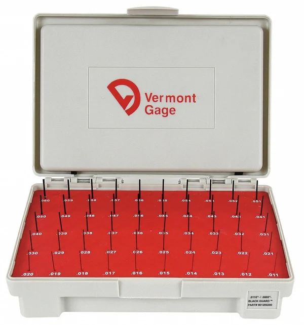 Vermont Gage 901200200 Pin Gage Set, Minus, 0.011-0.060 in, Black