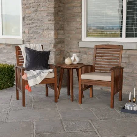 Manor Park Daffodil Modern Outdoor 3 Piece Chat Set, Dark Brown