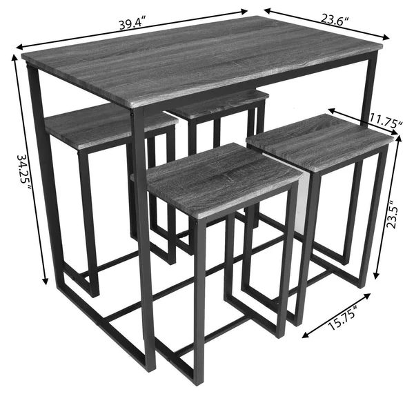 Zenvida 5 Piece Bistro, Pub Table Set with 4 Stools