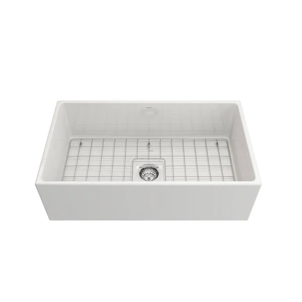 BOCCHI Farmhouse Contempo 33x22 Apron Front Fireclay Single Bowl Kitchen Sink, Sapphire Blue