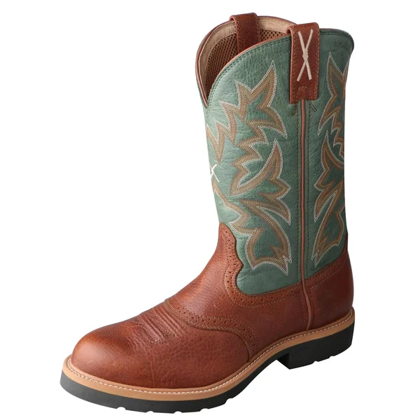 Twisted x Men's Leather Work Boots Brown Green