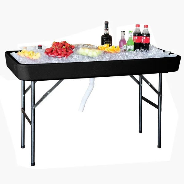Modern Home 4-Inch Party Ice Bin Table with Skirt (Black), 47.5" x 23.9" x 32.3"