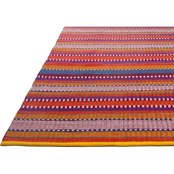 Fab Habitat Handmade Recycled Cotton Sarva Multi Red Rug (India) - Red/Gold, 5' x 8'