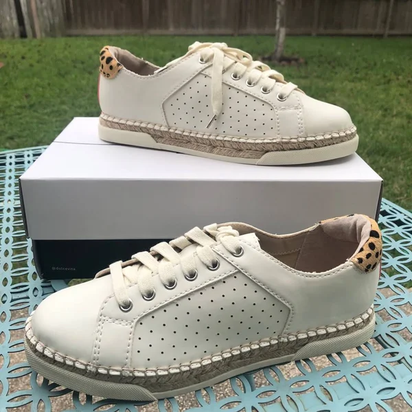 Dolce Vita Morris Espadrille Sneaker -White/Tan/Black Cheetah Print - Women's - White/Tan/Black Cheetah Print