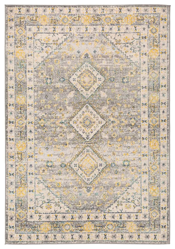Machine Woven 6&7x22 x 9& Area Rug - Saffron/Cream/Charcoal by Ashley HomeStore