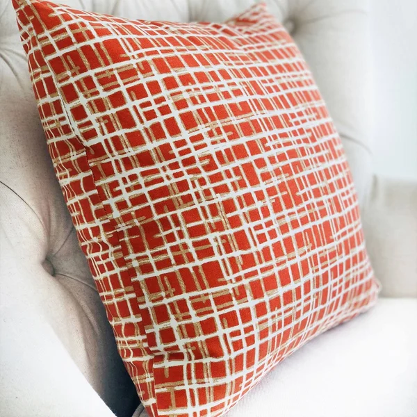 Plutus Spiced Fields Orange and Beige Luxury Throw Pillow 26x22L x26x22W