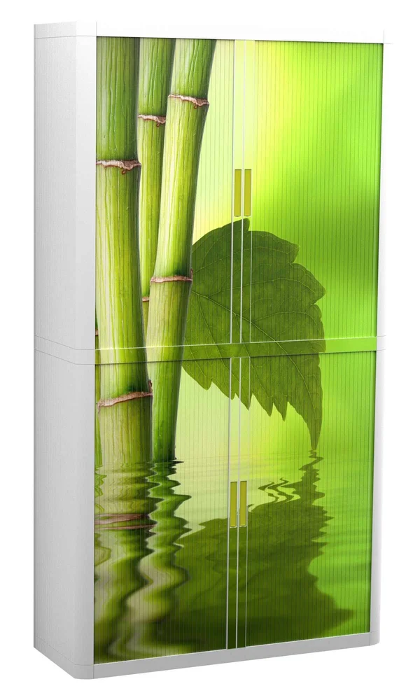 Paperflow 31186 easyOffice Storage Cabinet 80 in, Bamboo with Leaf