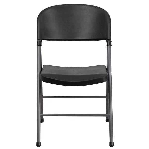 Flash Furniture Plastic Folding Chair with Charcoal Frame: Hercules Series, Black, 330 lb Capacity